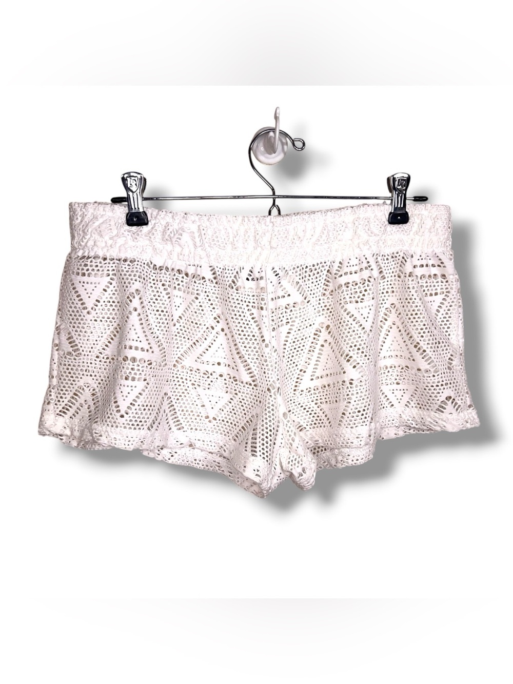 XL Legaci White Mesh Lace Shorts Sheer Swim Cover Elastic Waist Stretch